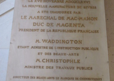 Plaque inauguration de la Nouvelle Manufacture de Sèvres en 1876