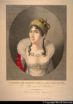 Portrait de Joséphine dont les dents prématurément gâtées l'incitent à produire son fameux demi-sourire.